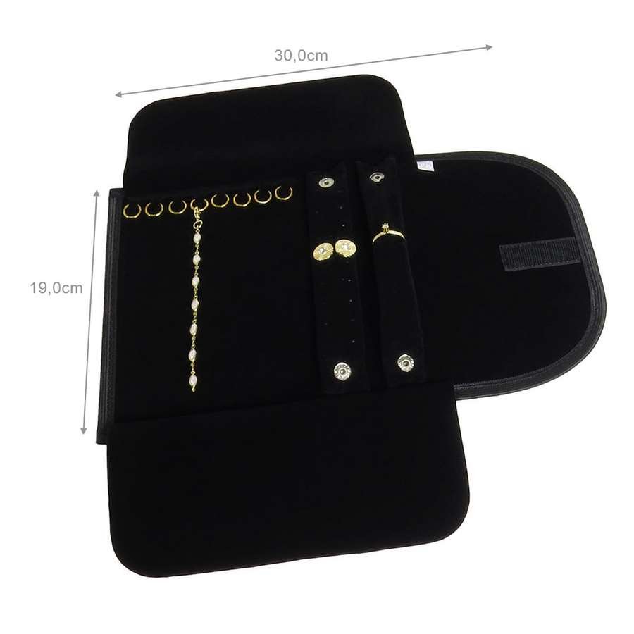 Pasta Mostruário Para Joias - Tamanho 19x30 cm Vinil Preto - Veludo Preto