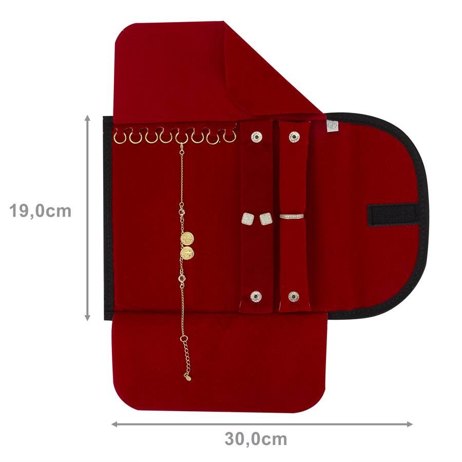 Pasta Mostruário Para Joias - Tamanho 19x30 cm Vinil Preto - Veludo Vermelho