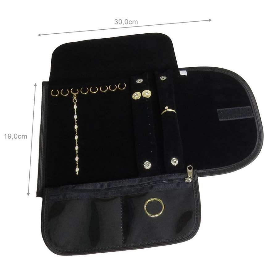 Pasta Mostruário Para Joias Com 2 Bolsos -Tamanho 19X30cm Vinil Preto - Veludo Preto