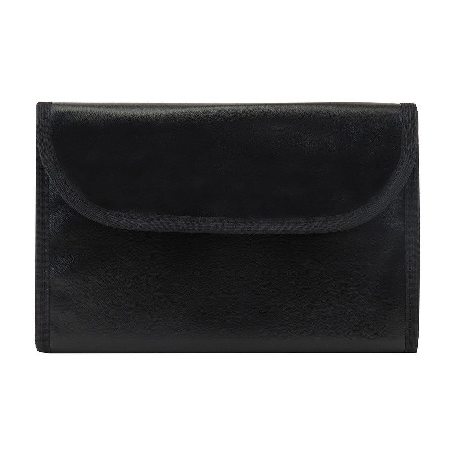 Pasta Mostruário Para Joias - Com 3 Bolsos -Tamanho 25x60cm Vinil Preto - Veludo Vermelho