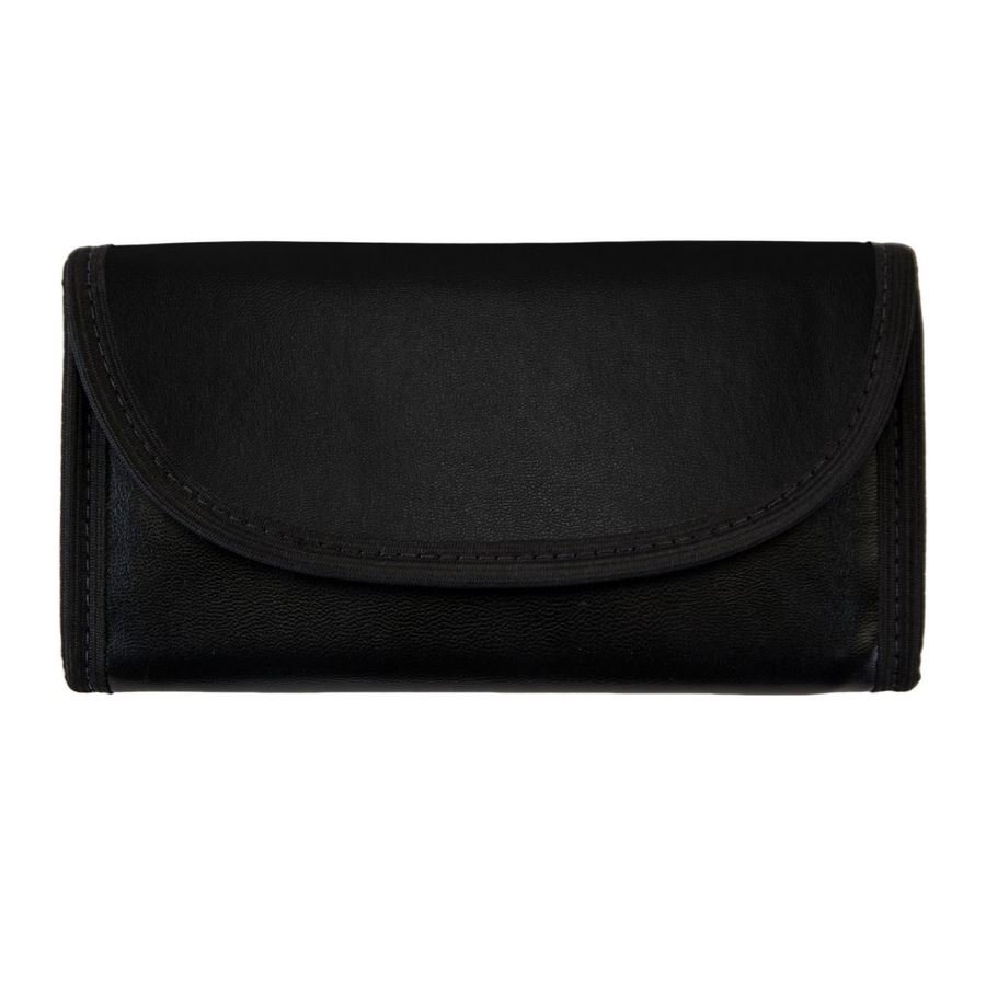 Pasta Mostruário Para Joias - Com 3 Bolsos -Tamanho 25x60cm Vinil Preto - Veludo Bege