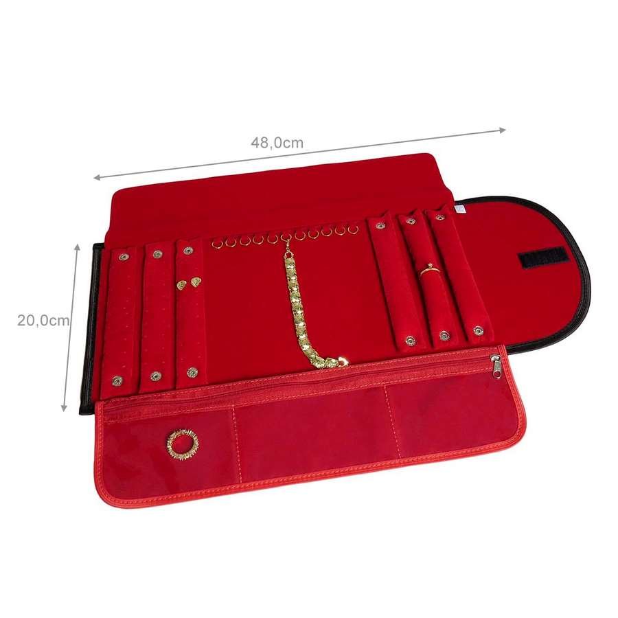 Pasta Mostruário Para Joias Pequena - Tamanho-20x48cm Vinil Preto - Veludo Vermelho