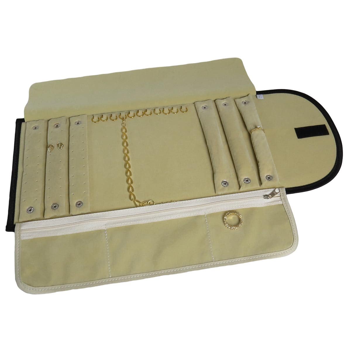 Pasta Mostruário Para Joias Pequena - Tamanho-20x48cm Vinil Preto - Veludo Bege