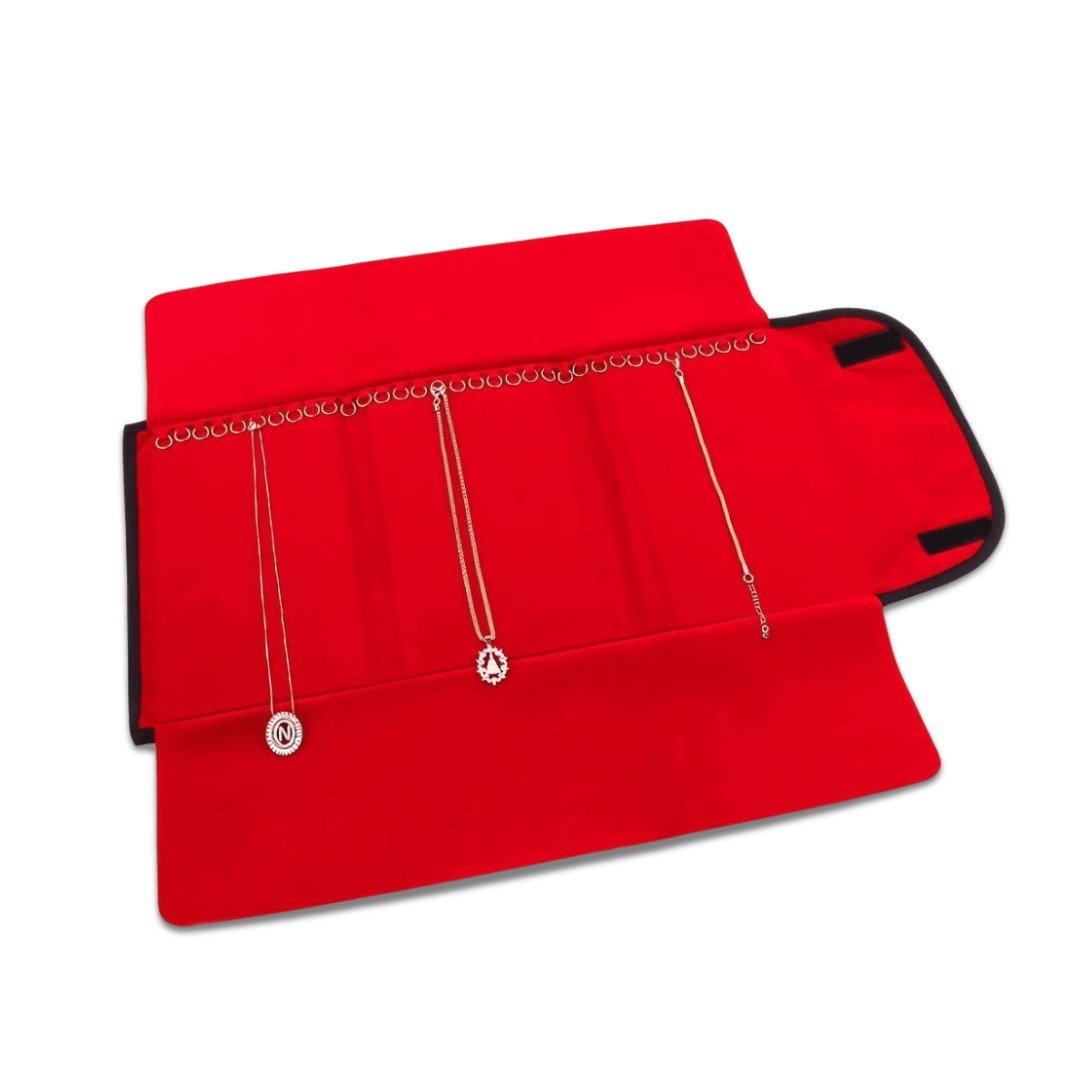 Pasta Mostruário Para Pulseiras - Tamanho 24,5x60,5cm Vinil Preto - Veludo Vermelho