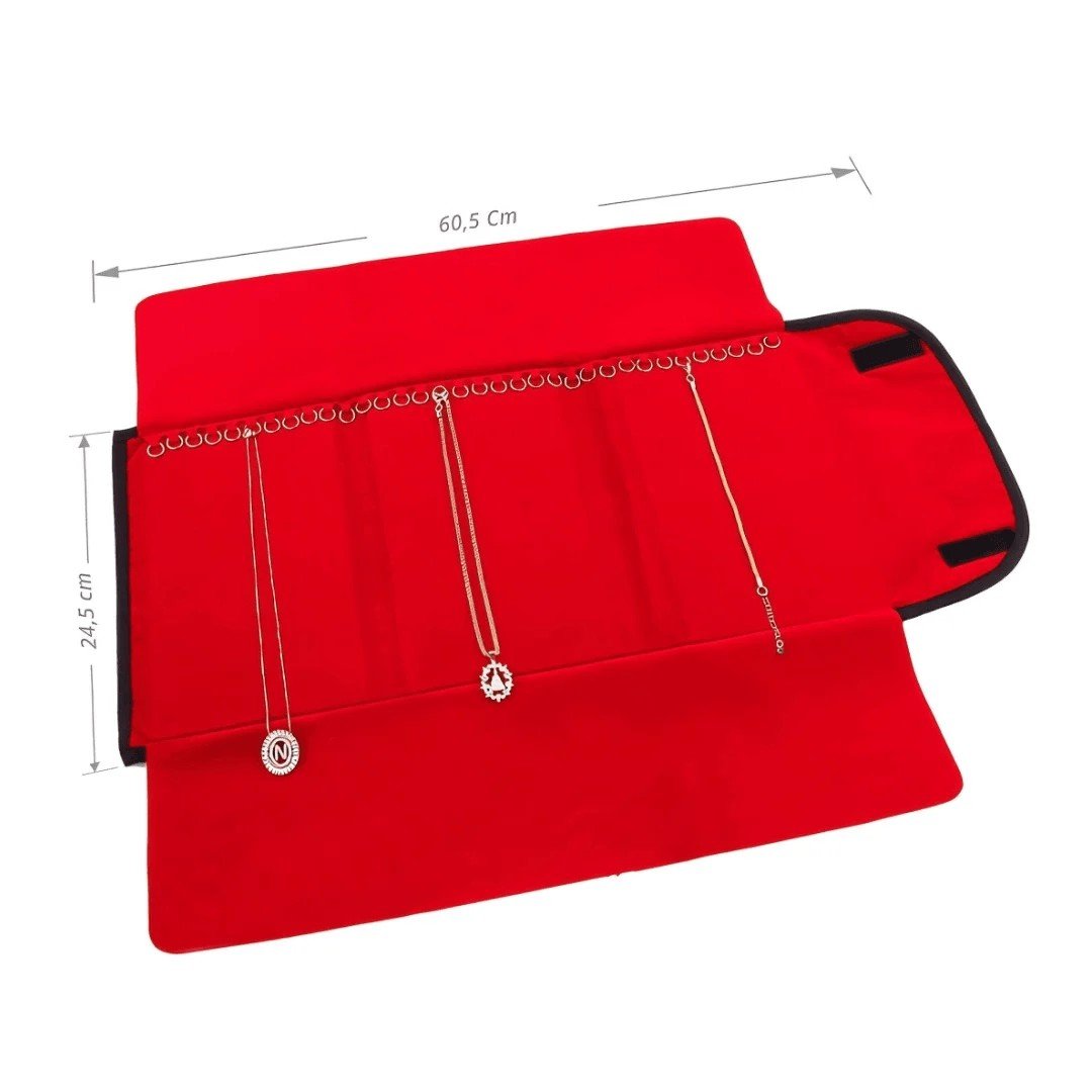 Pasta Mostruário Para Pulseiras - Tamanho 24,5x60,5cm Vinil Preto - Veludo Vermelho