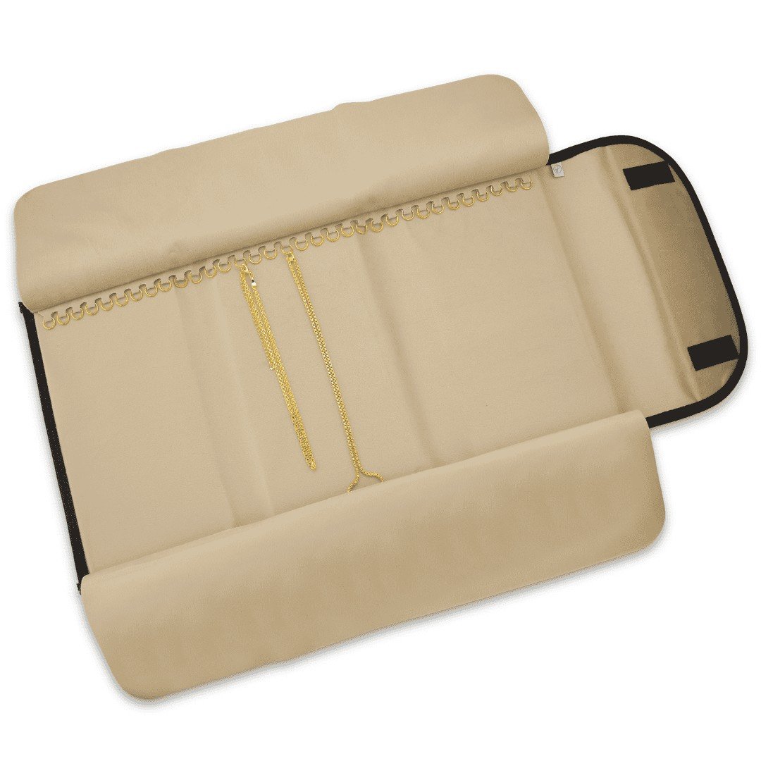 Pasta Mostruário Para Pulseiras - Tamanho 24,5x60,5cm Vinil Preto - Veludo Bege
