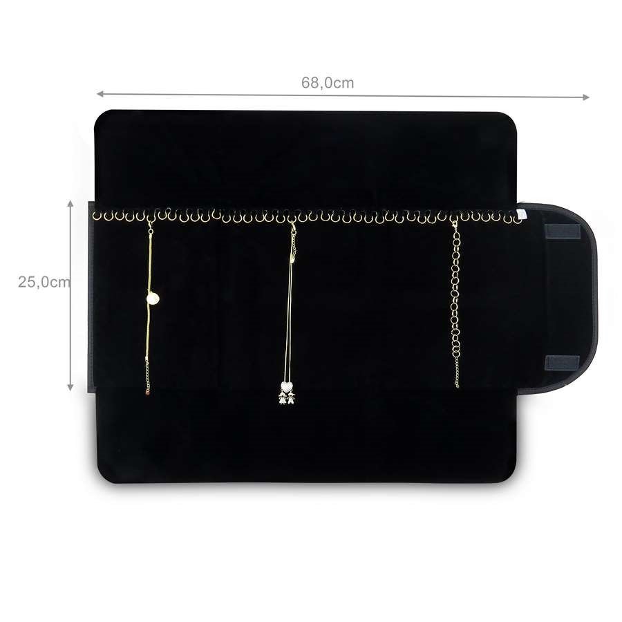 Pasta Mostruário Para Pulseiras - Tamanho 25x68cm Vinil Preto - Veludo Preto