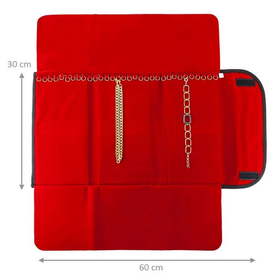 Pasta Mostruário Para Corrente - Média Vinil Preto - Veludo Vermelho