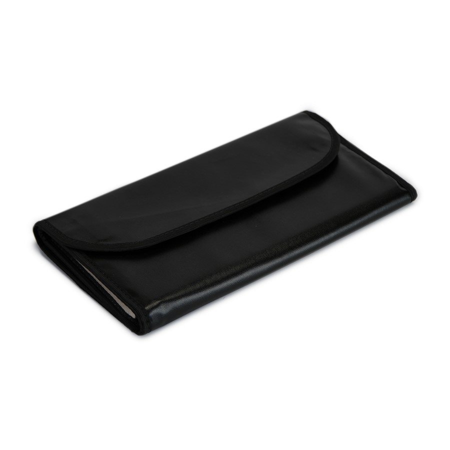 Pasta Mostruário Para Corrente - Média Vinil Preto - Veludo Bege