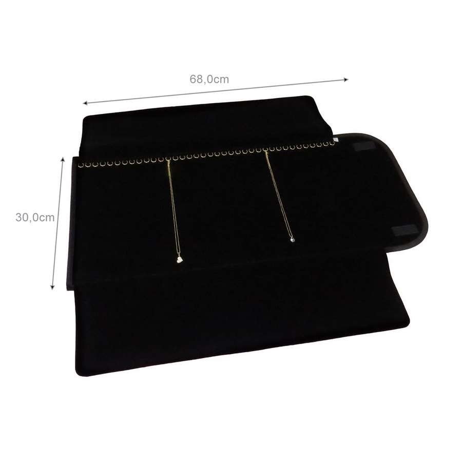 Pasta Mostruário Para Correntes - Grande - Tamanho 30x68cm Vinil Preto - Veludo Preto
