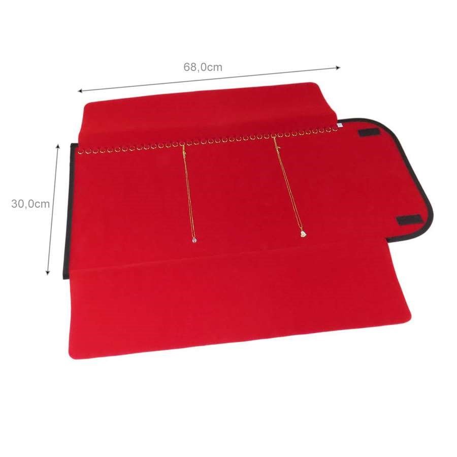 Pasta Mostruário Para Correntes - Grande - Tamanho 30x68cm Vinil Preto - Veludo Vermelho