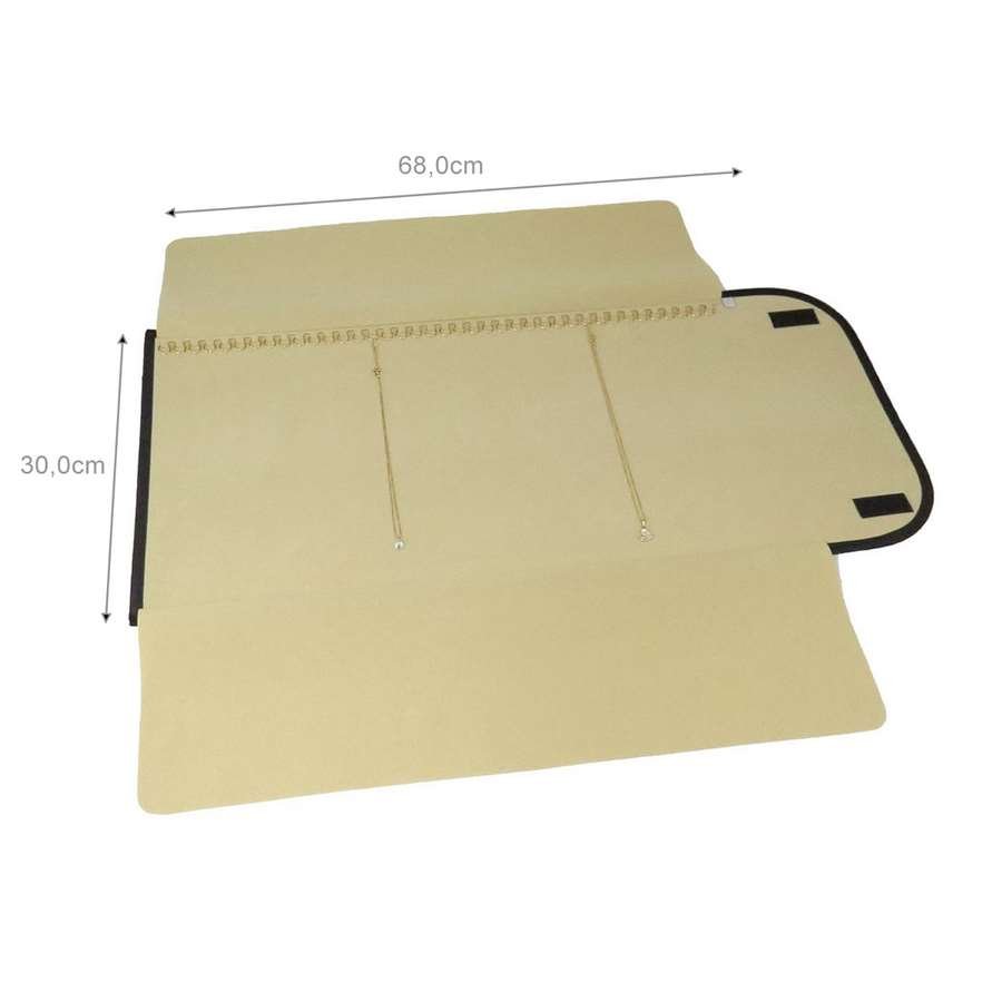 Pasta Mostruário Para Correntes - Grande - Tamanho 30x68cm Vinil Preto - Veludo Bege