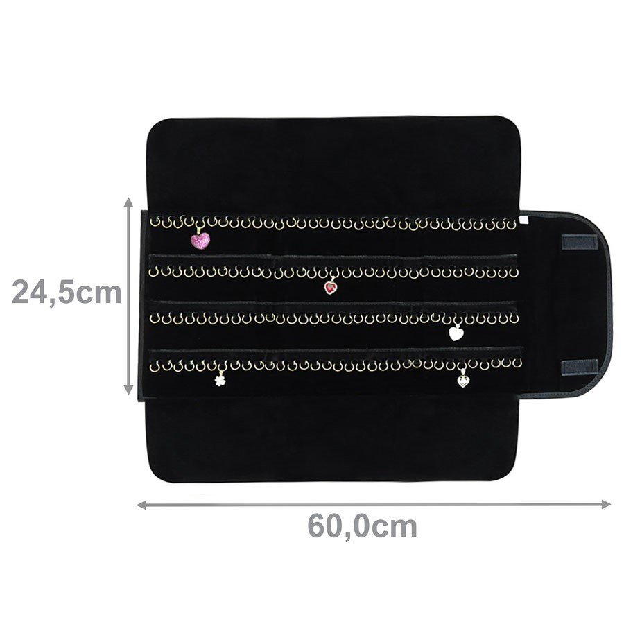 Pasta Mostruário Para Pingente- Média - Com 4 Espaços Vinil Preto - Veludo Preto