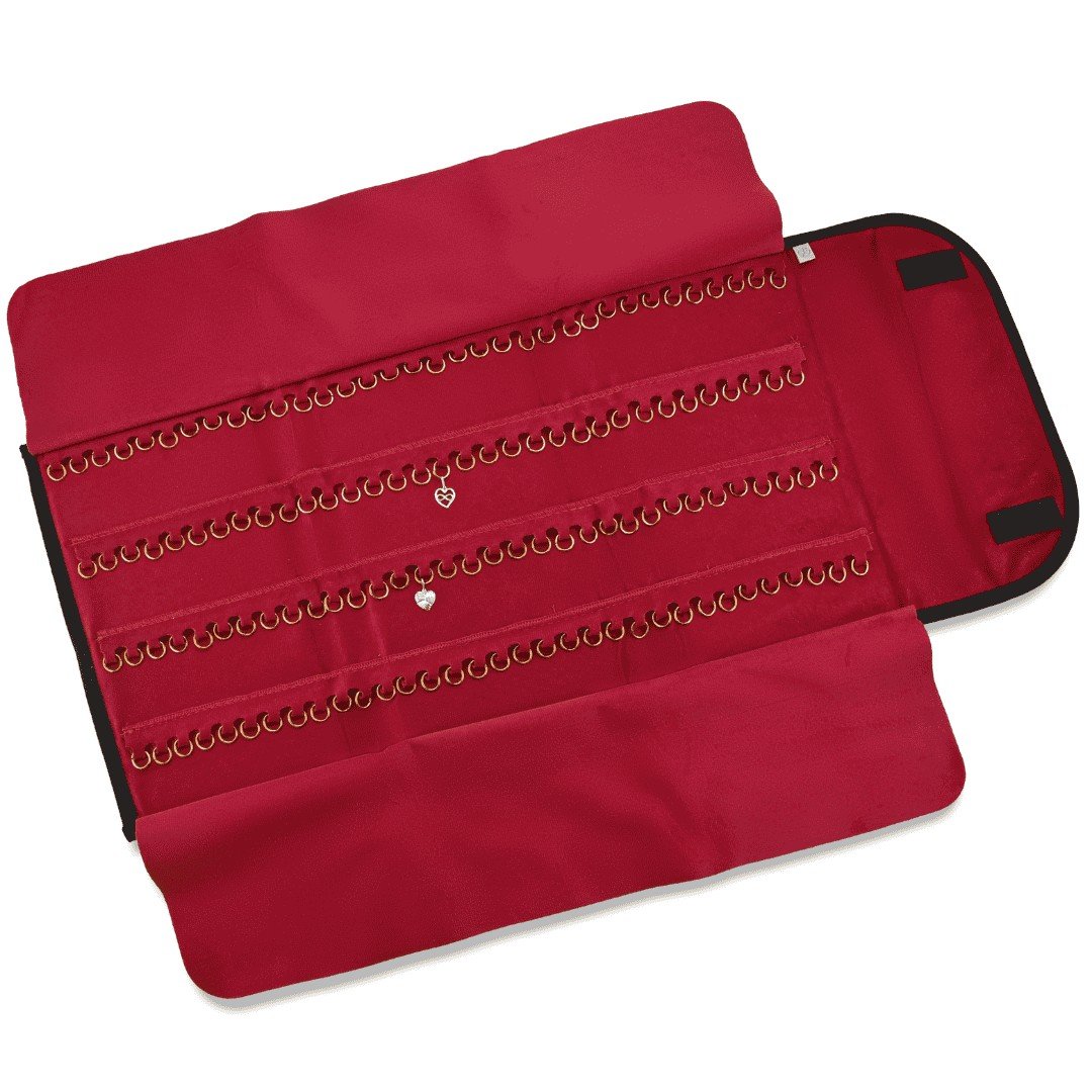 Pasta Mostruário Para Pingente- Média - Com 4 Espaços Vinil Preto - Veludo Vermelho