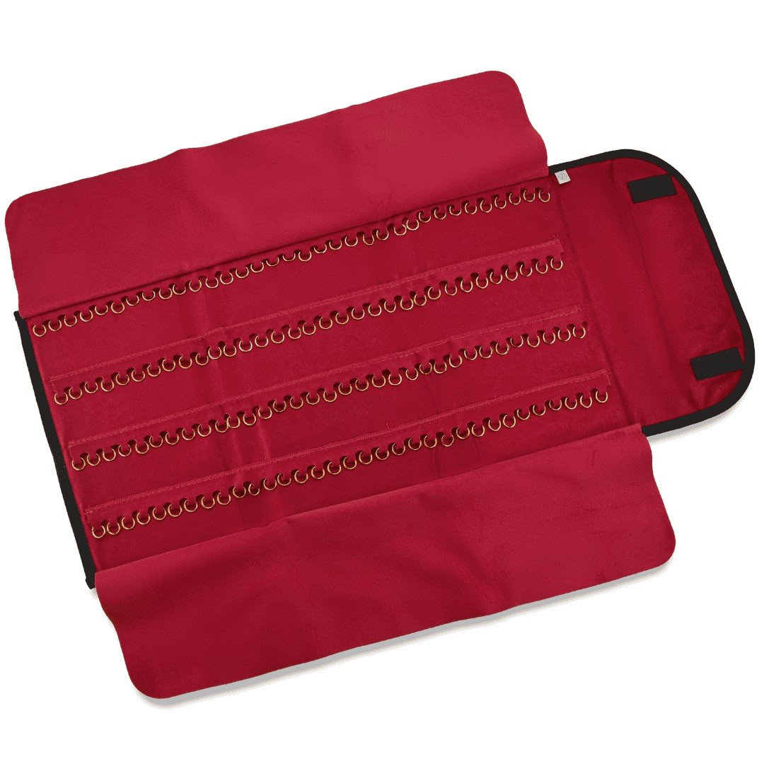 Pasta Mostruário Para Pingente- Média - Com 4 Espaços Vinil Preto - Veludo Vermelho
