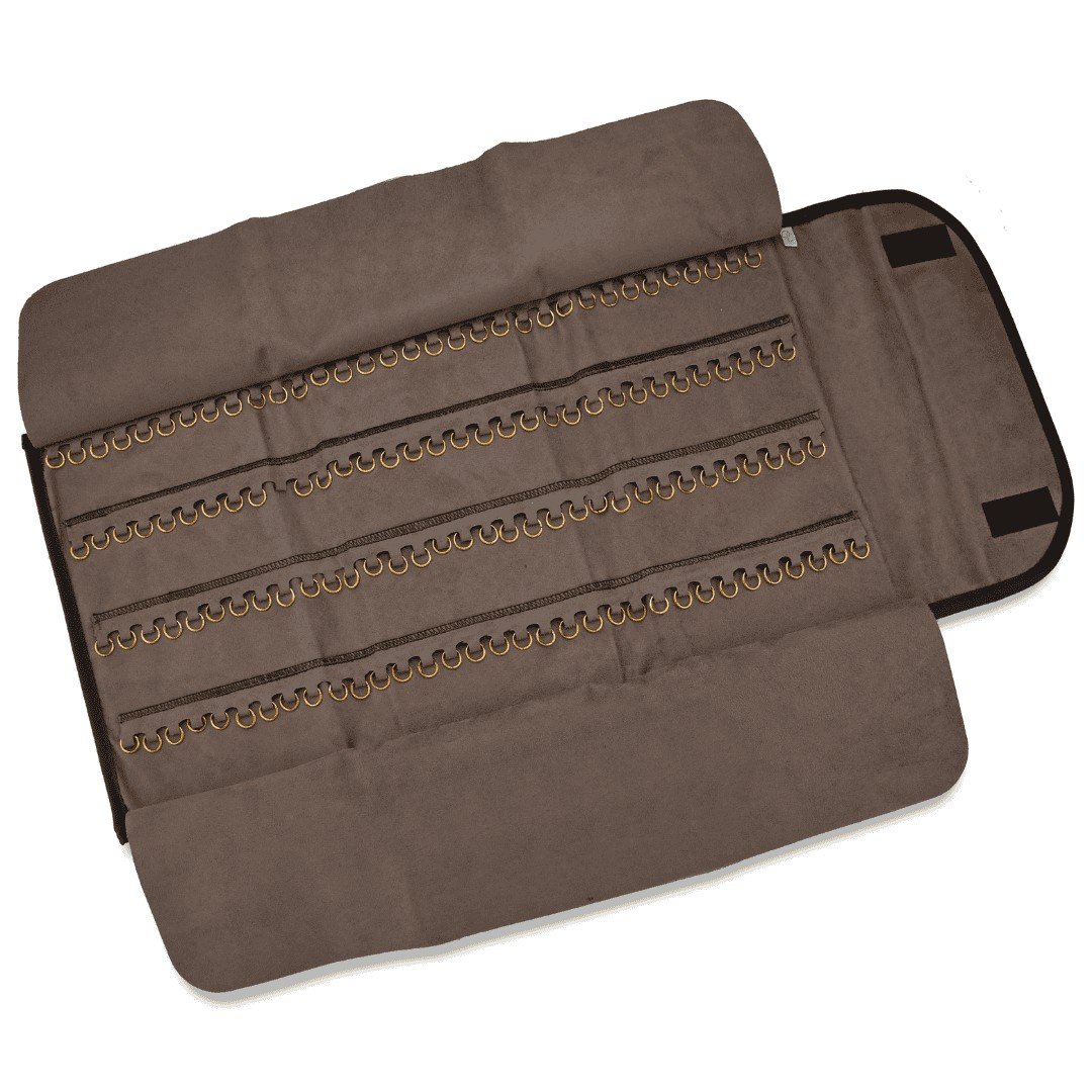 Pasta Mostruário Para Pingente- Média - Com 4 Espaços Dunny Preto - Suede Marrom