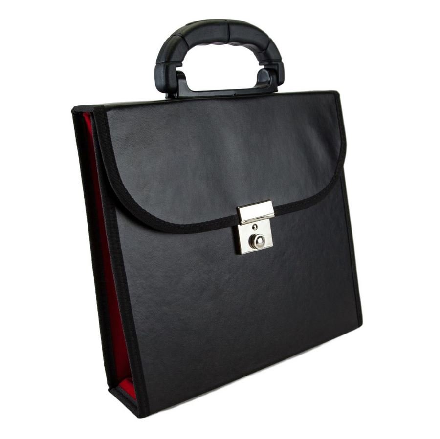 Pasta Mostruário Para Joias-Para 3 anéis e 3 Brincos 26x66cm Nylon Preto - Veludo Vermelho