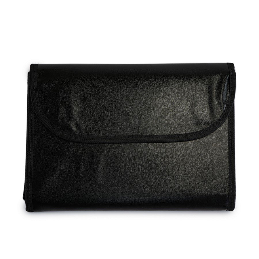 Pasta Media Mista c/ Ilhos c/Bolso Argola Prata Vinil Preto - Veludo Preto