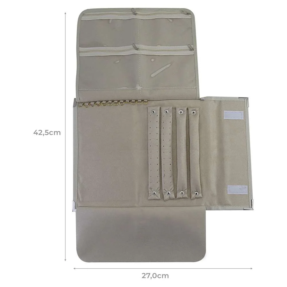 Pasta Pequena Mostruário para Joias - 27x42,5 cm. Dunny Champagne - Suede Bege