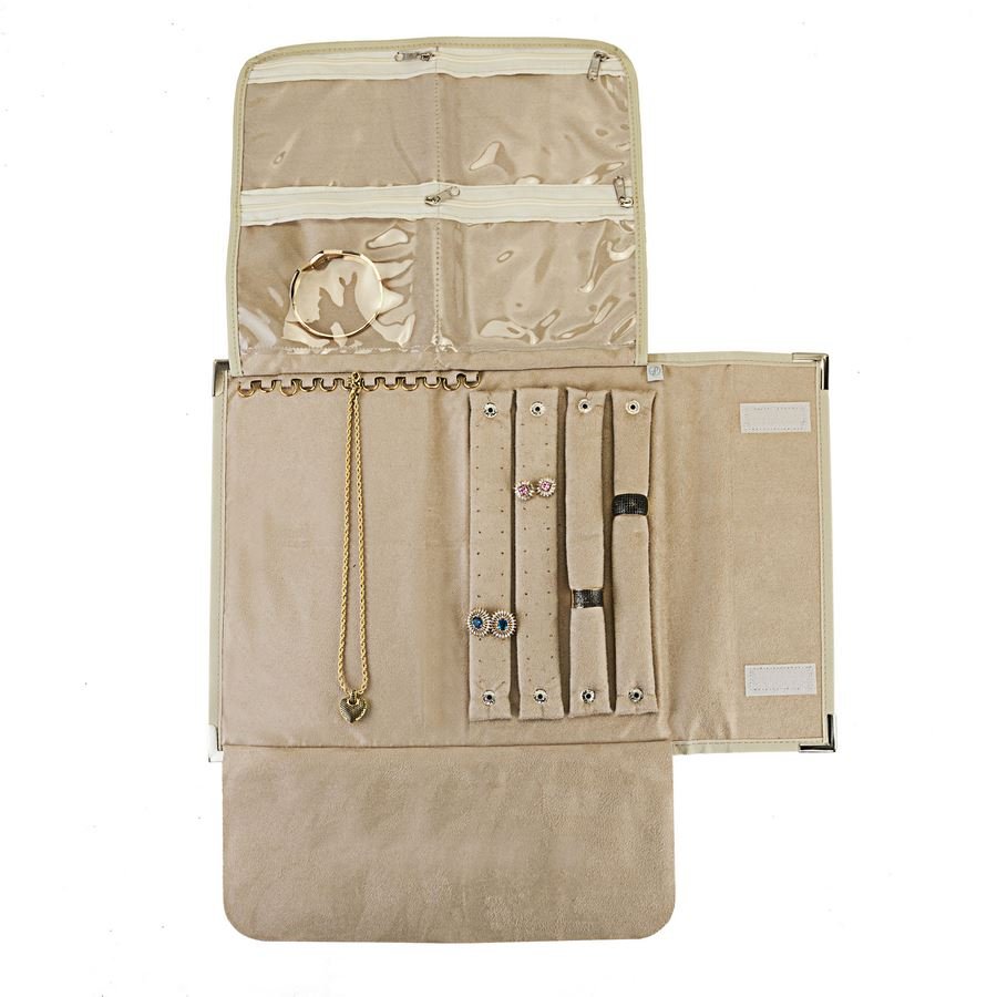Pasta Pequena Mostruário para Joias - 27x42,5 cm. Dunny Champagne - Suede Bege