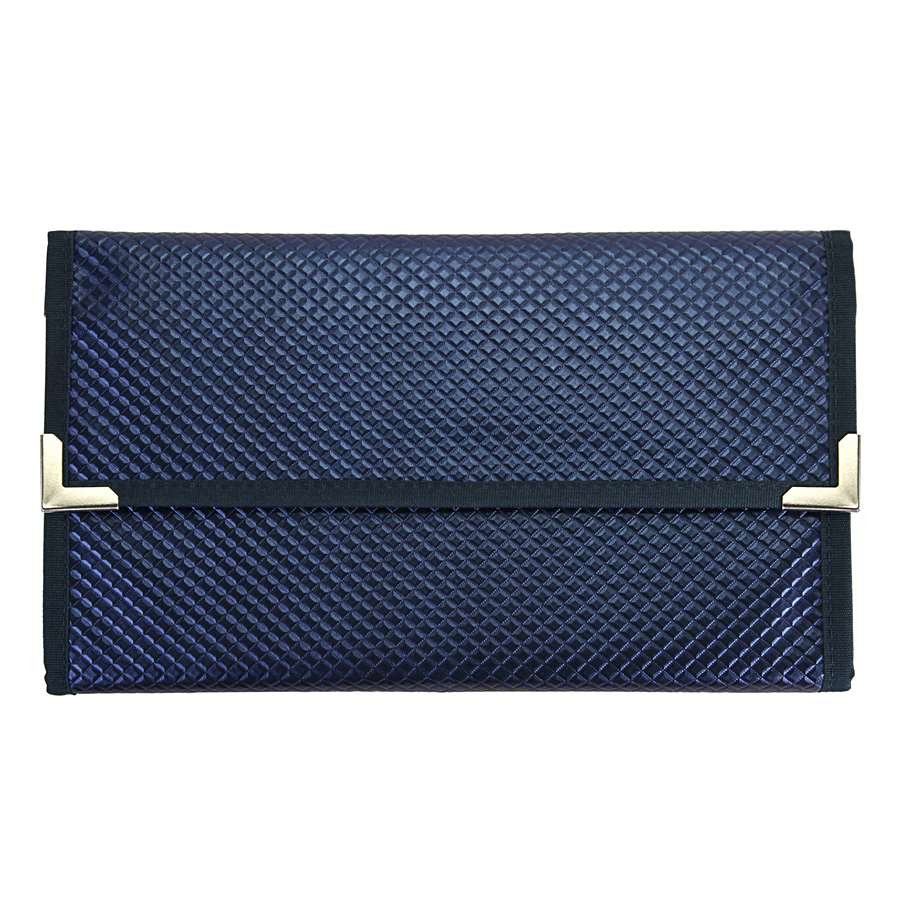 Pasta Pequena Mostruário para Joias - 27x42,5 cm. Rodes Azul Marinho Metalizado - Suede Bege