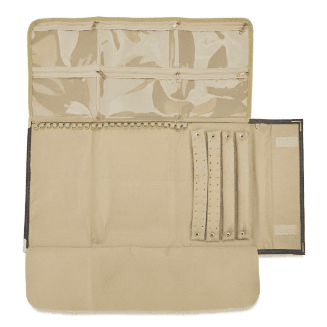 Pasta Média Mostruário para Joias - 27x60 cm. Dunny Grafite - Suede Bege