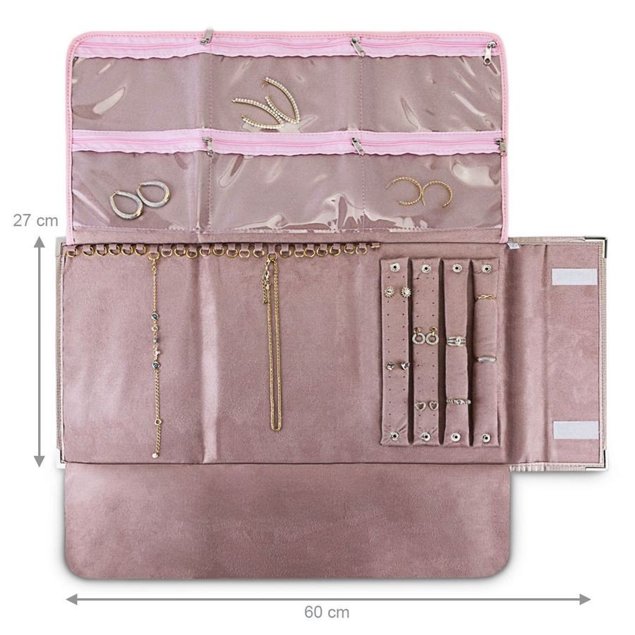 Pasta Média Mostruário para Joias - 27x60 cm. Reptil Rosa Blush (5390) - Suede Rosê (0937)