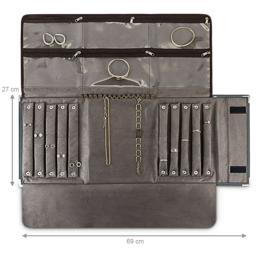 Pasta Grande Mostruário para Joias - 27x69 cm. Dunny Grafite - Suede Marrom
