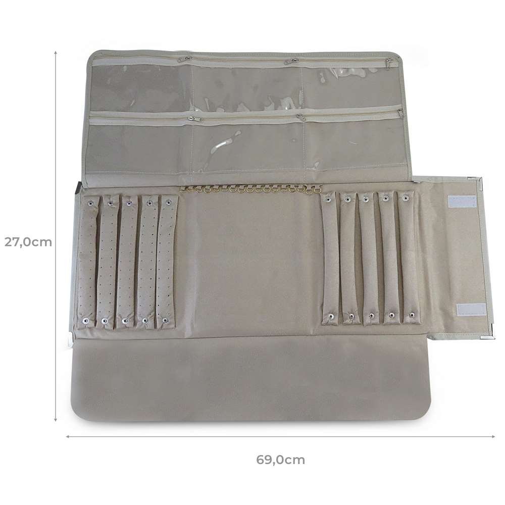 Pasta Grande Mostruário para Joias - 27x69 cm. Dunny Champagne - Suede Bege