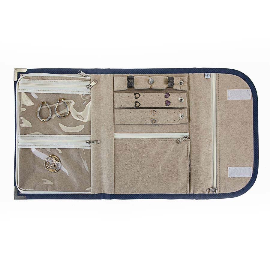 Pasta Média PRIME 1A2B 25x50 cm Rodes Azul Marinho Metalizado - Suede Bege