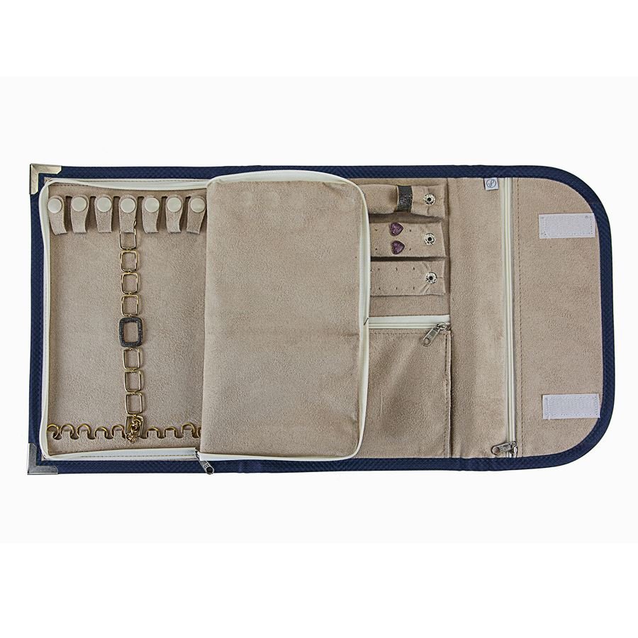 Pasta Média PRIME 1A2B 25x50 cm Rodes Azul Marinho Metalizado - Suede Bege