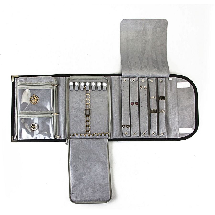 Pasta Grande PRIME 2A3B 25x68 cm Dunny Preto - Suede Cinza