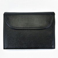Pasta Grande PRIME 2A3B 25x68 cm Reptil Preto - Suede Cinza