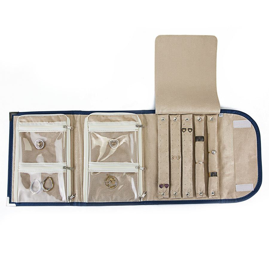 Pasta Grande PRIME 2A3B 25x68 cm Rodes Azul Marinho Metalizado - Suede Bege