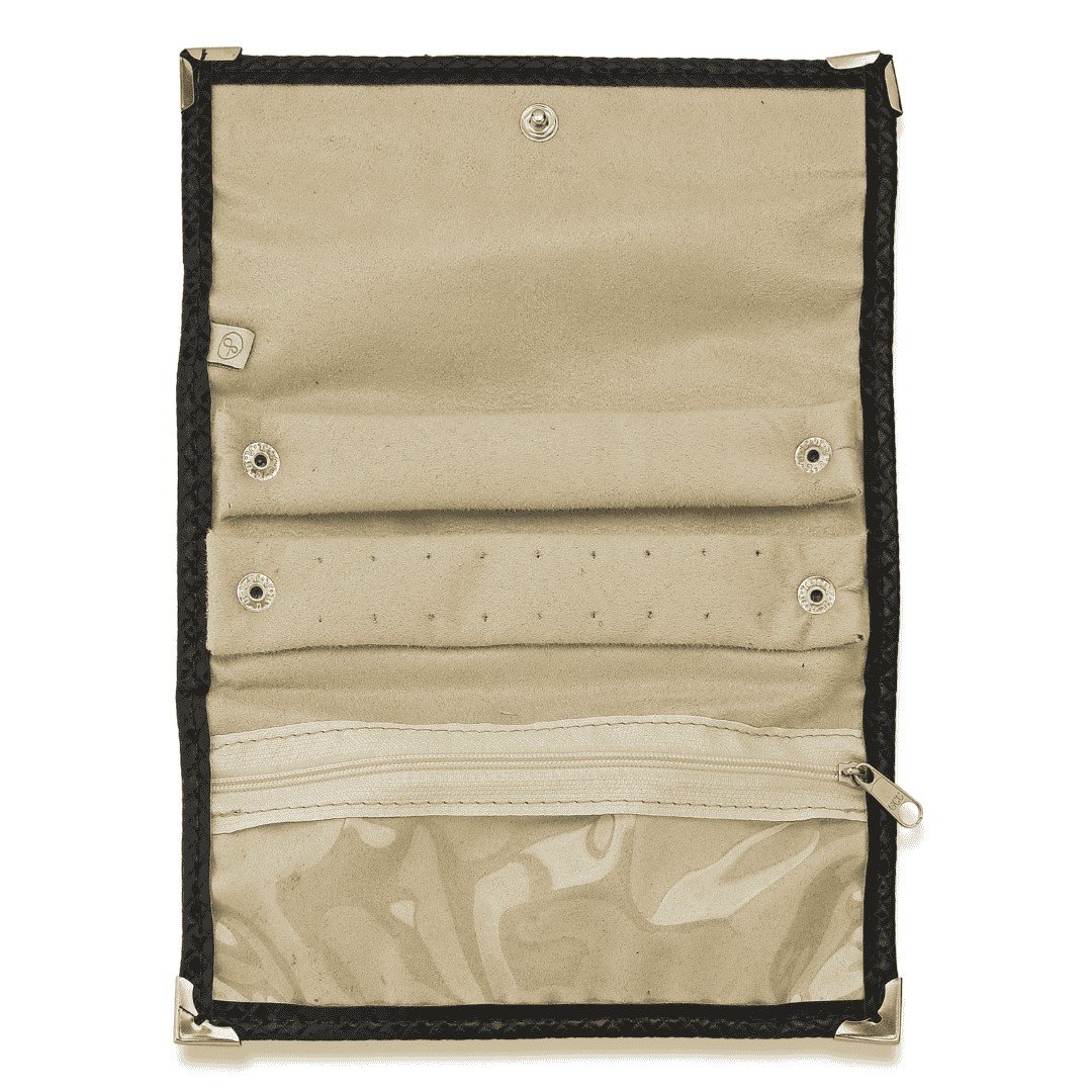 Pasta Mini Mostruário para Joias - 19x27 cm. Rodes Preto - Suede Bege
