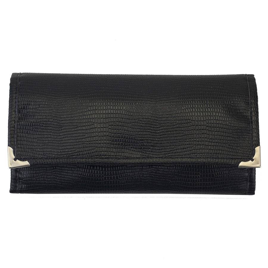 Pasta Mini Mostruário para Joias - 19x27 cm. Reptil Preto - Suede Cinza