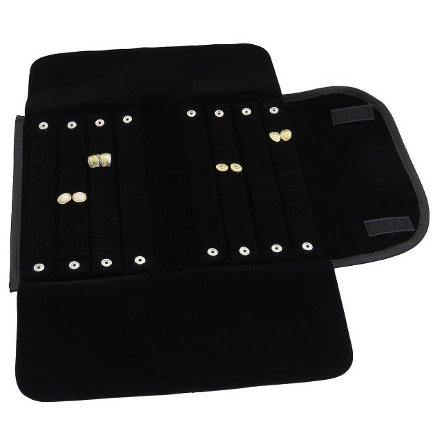 Pasta Mostruário para Brincos - 25x45x2 cm. Vinil Preto - Veludo Preto