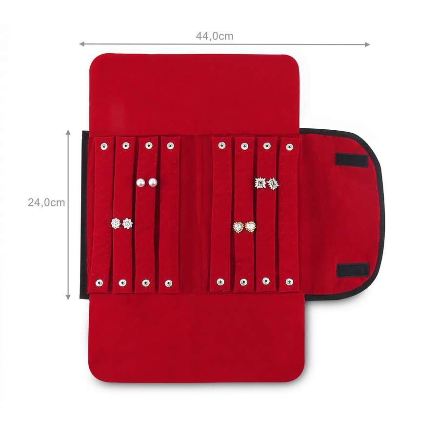 Pasta Mostruário para Brincos - 25x45x2 cm. Vinil Preto - Veludo Vermelho
