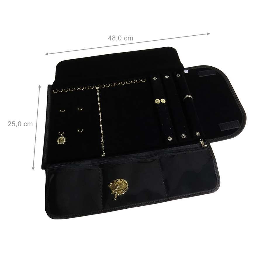 Pasta Pequena Mostruário para Joias - 25x48 cm. Vinil Preto - Veludo Preto