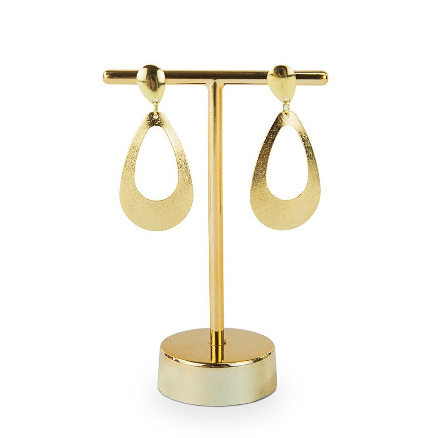 Expositor 'T' com Base Metalico - 9 cm. Dourado