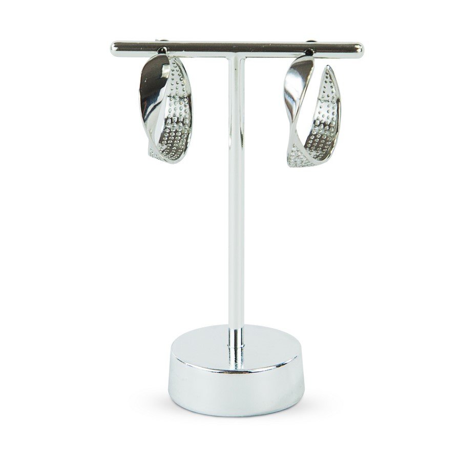 Expositor 'T' com Base Metalico - 9 cm. Prata