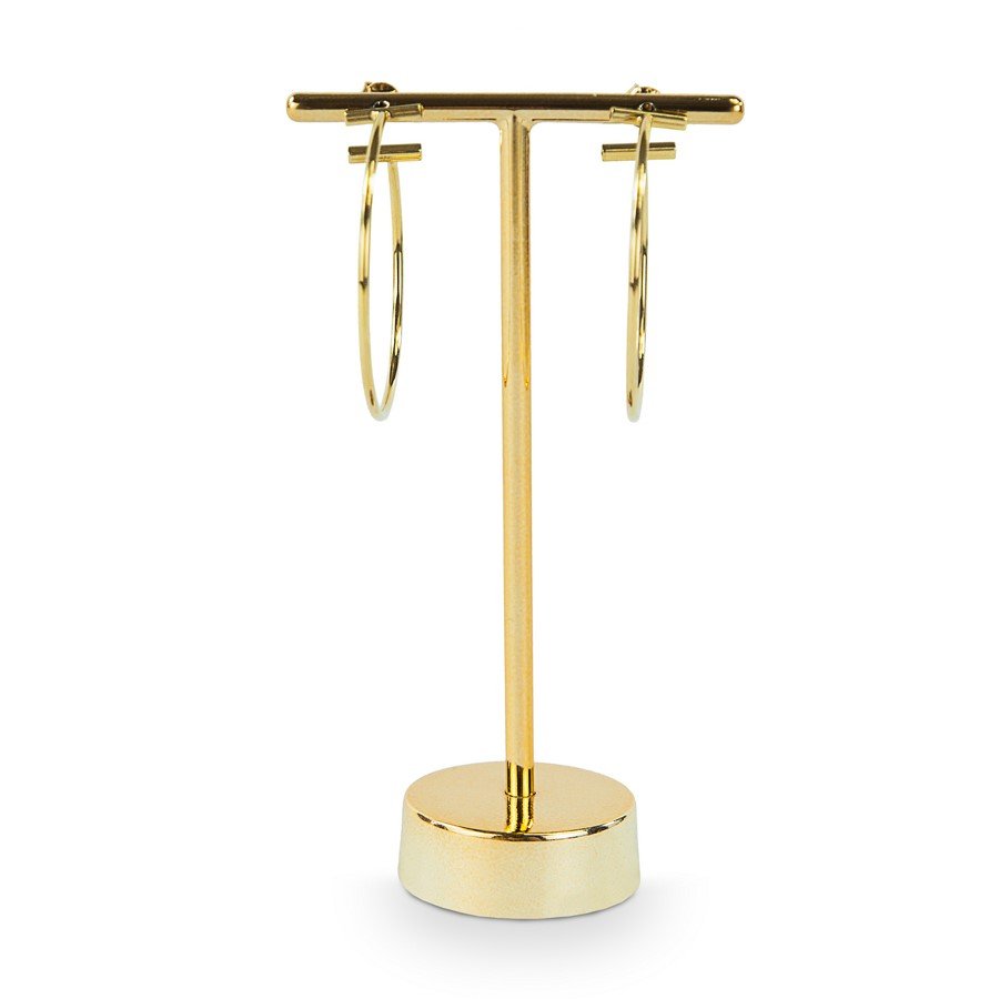 Expositor 'T' com Base Metalico - 11 cm. Dourado