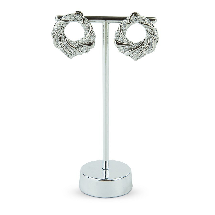 Expositor 'T' com Base Metalico - 11 cm. Prata