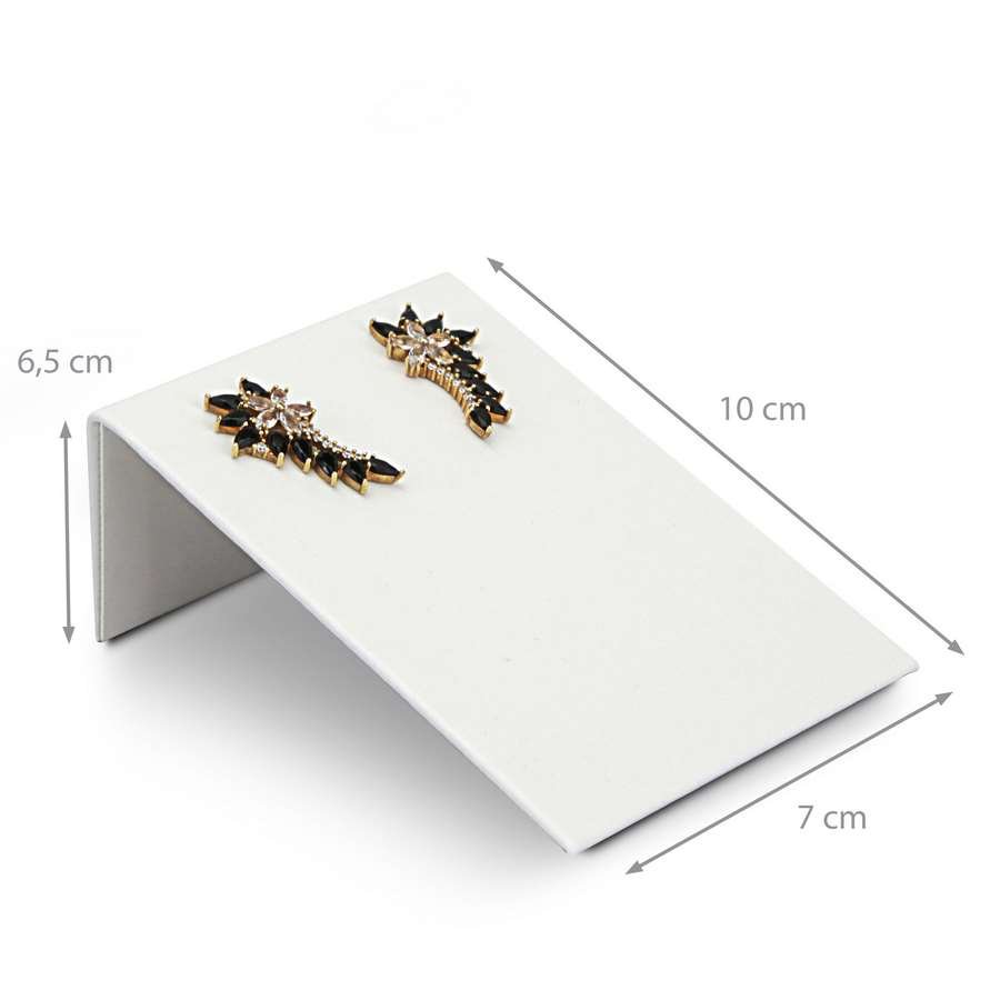 Expositor Inclinado para Brincos e Gargantilhas - 7x10 cm. Vinil Vinil Branco
