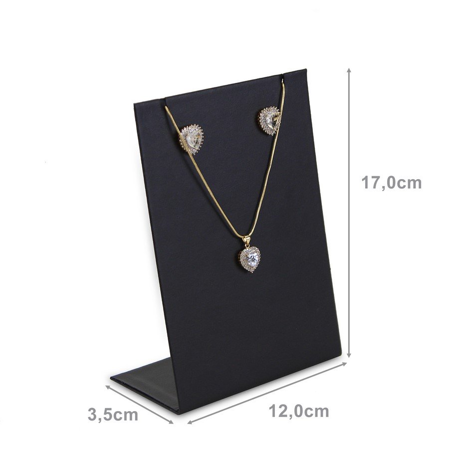 Expositor para Brincos e Gargantilhas - 12,0x17,0 cm. Vinil Vinil Preto 