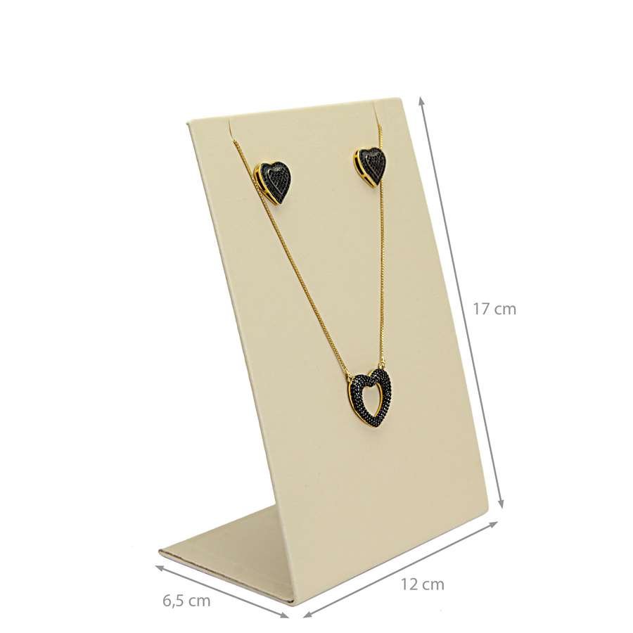 Expositor para Brincos e Gargantilhas - 12,0x17,0 cm. Vinil Vinil Marfim