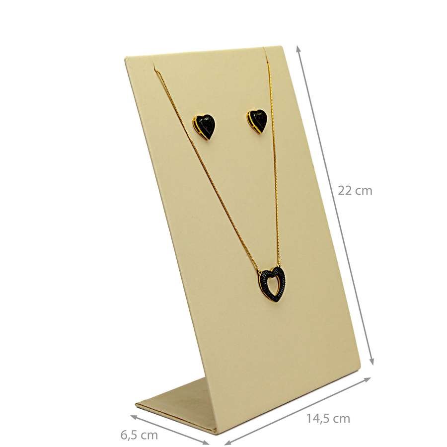 Expositor para Brincos e Gargantilhas - 14,5x22,0 cm. Vinil Vinil Marfim