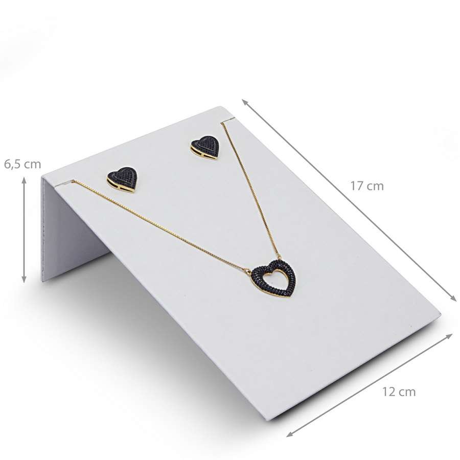 Expositor Inclinado para Brincos e Gargantilhas - 12,0x17,0. Vinil Vinil Branco