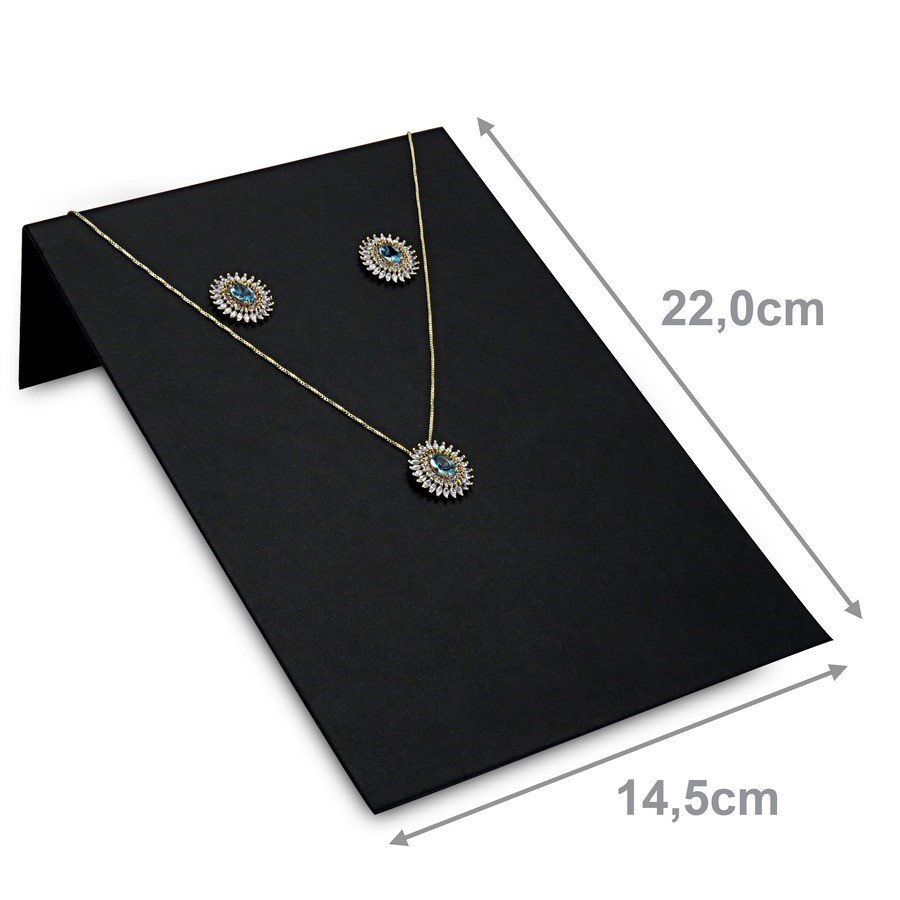 Expositor Inclinado para Brincos e Gargantilhas - 14,5x22. Vinil Vinil Preto