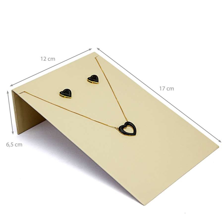 Expositor Inclinado para Brincos e Gargantilhas - 14,5x22. Vinil Vinil Marfim